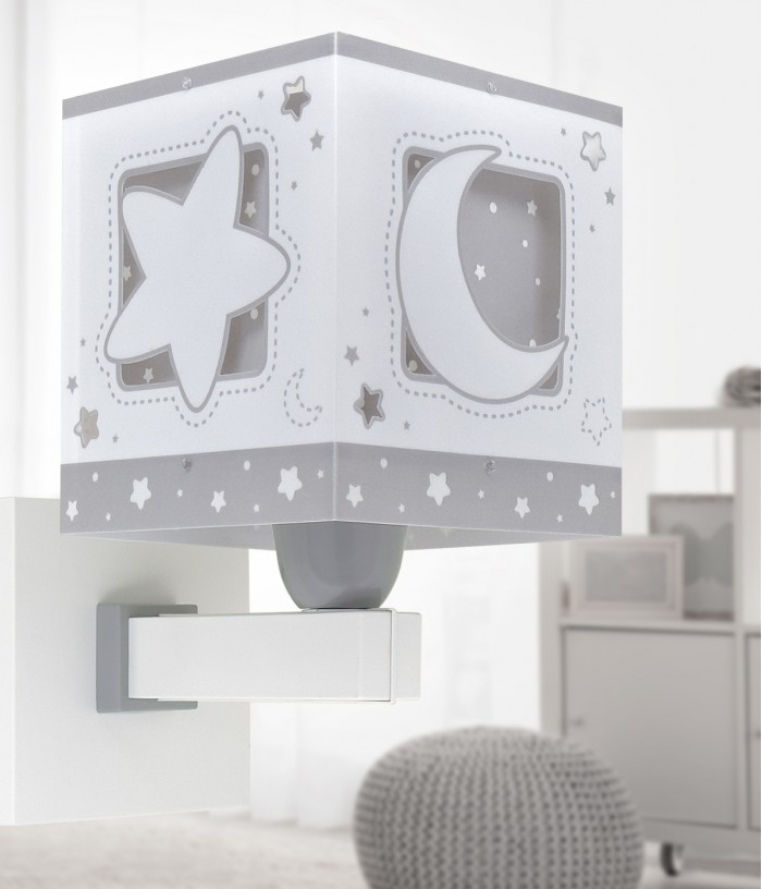 Aplique de pared infantil Moonlight Luna y Estrellas gris