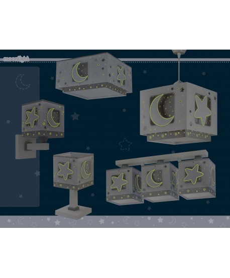 Aplique de pared infantil Moonlight Luna y Estrellas gris