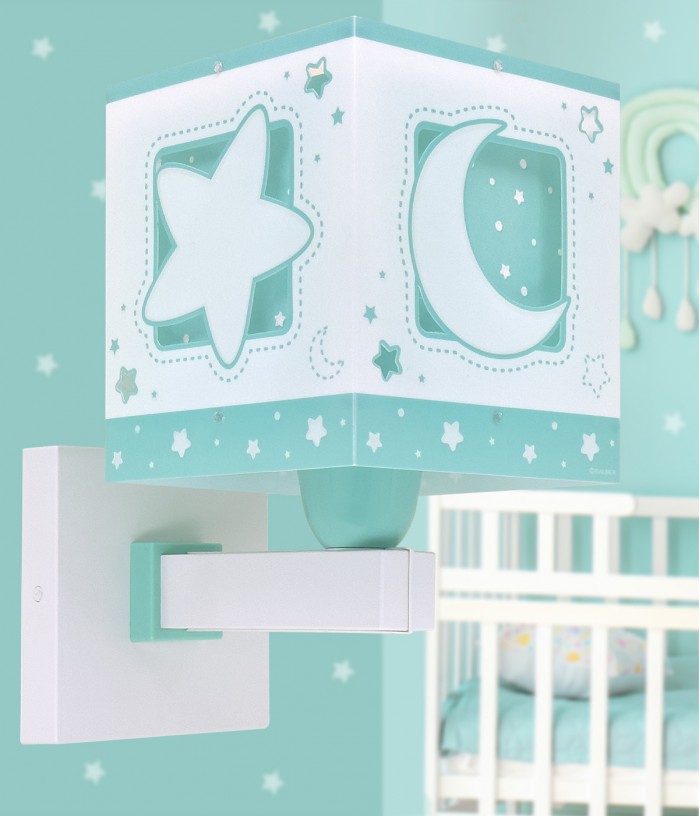 Aplique de pared infantil Moonlight Luna y Estrellas verde