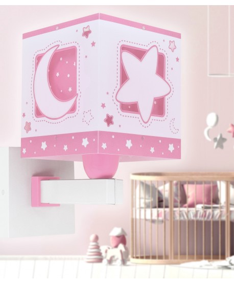 Aplique de pared infantil Moonlight Luna y Estrellas rosa