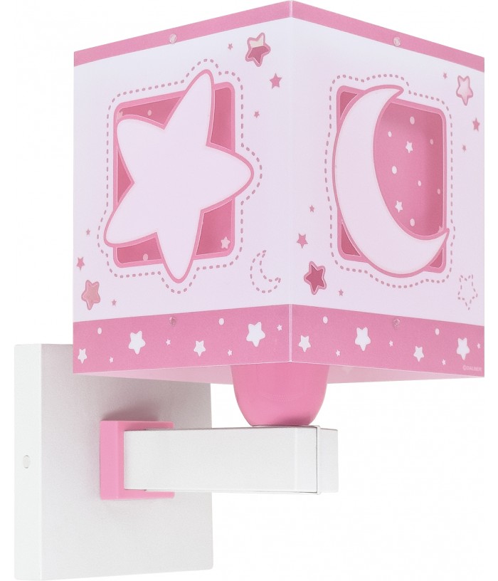 Aplique de pared infantil Moonlight Luna y Estrellas rosa