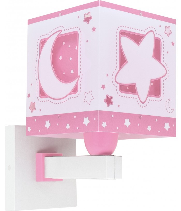 Aplique de pared infantil Moonlight Luna y Estrellas rosa