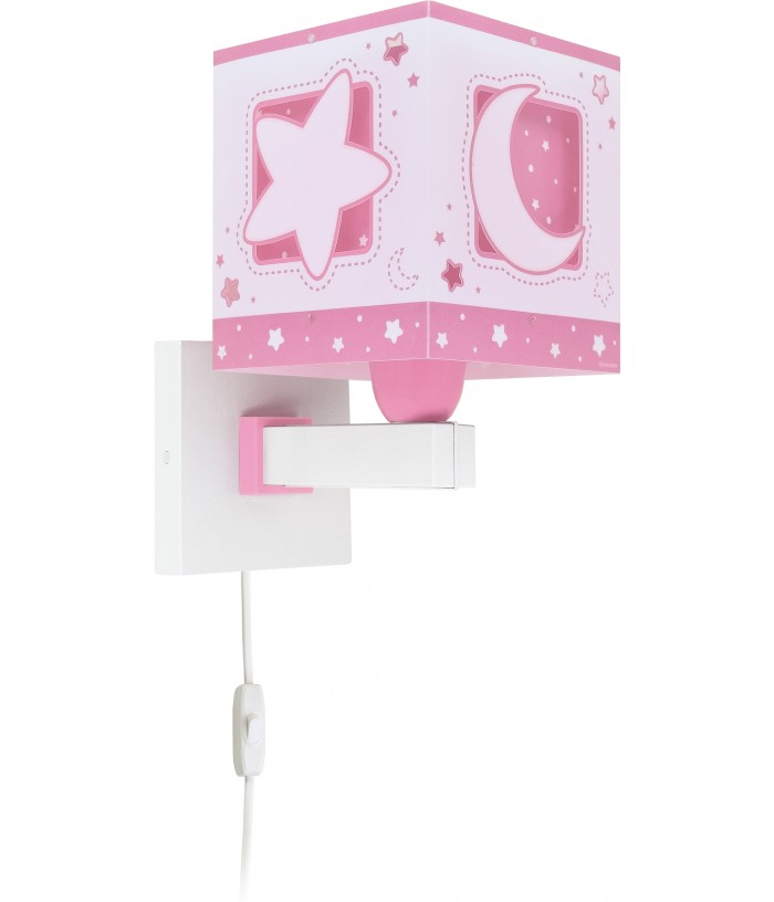 Aplique de pared infantil Moonlight Luna y Estrellas rosa