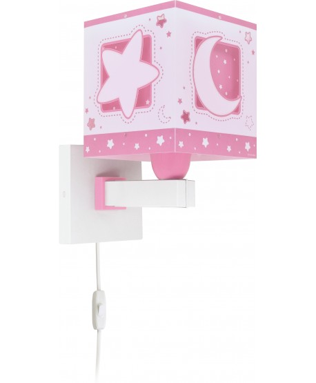 Aplique de pared infantil Moonlight Luna y Estrellas rosa