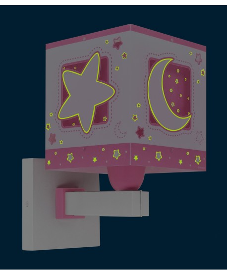 Aplique de pared infantil Moonlight Luna y Estrellas rosa