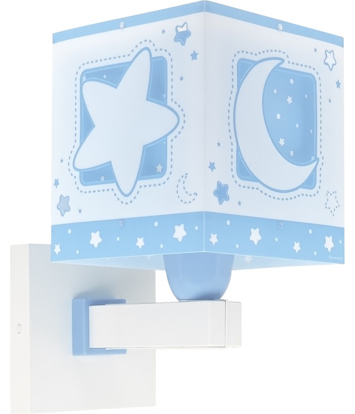 Candeeiro de parede infantil Moonlight lua e estrelas azul