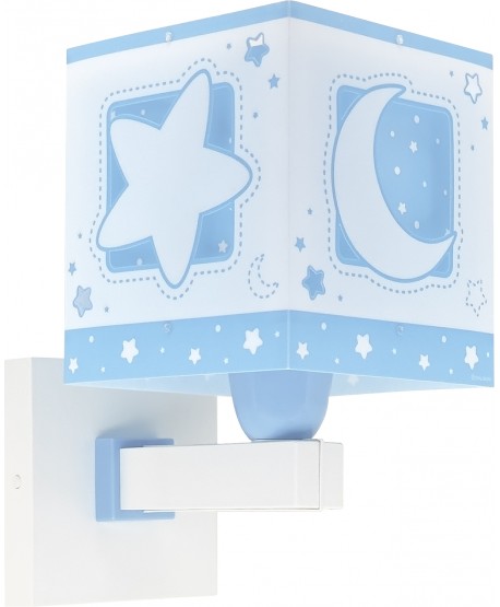 Candeeiro de parede infantil Moonlight lua e estrelas azul