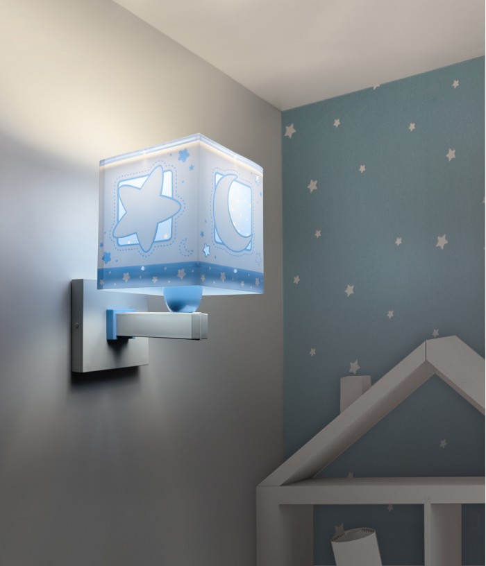 Aplique de pared infantil Moonlight Luna y Estrellas azul