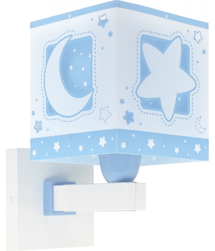 Candeeiro de parede infantil Moonlight lua e estrelas azul