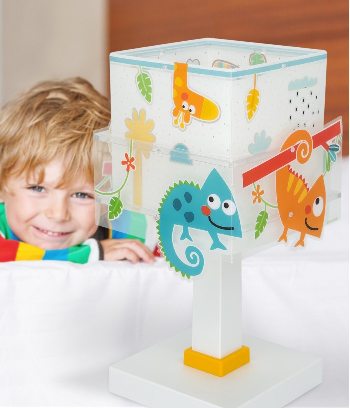 Lampada da tavolo per bambini Happy Jungle camaleonte animali