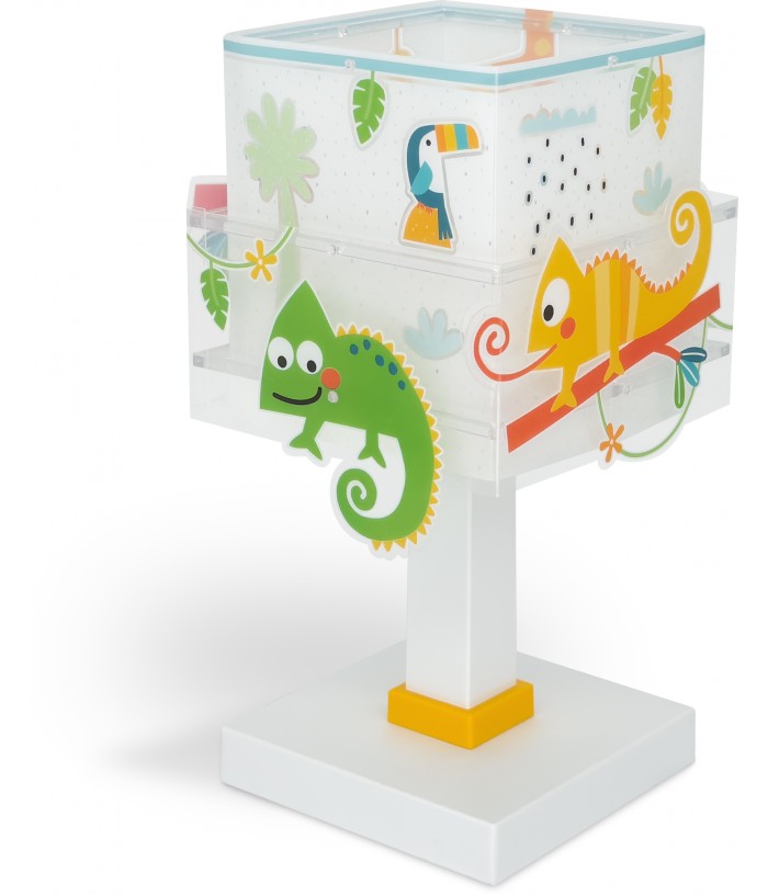 Lampada da tavolo per bambini Happy Jungle camaleonte animali