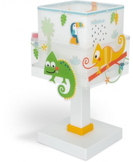 Lampe de chevet pour enfant Happy Jungle caméléon animaux