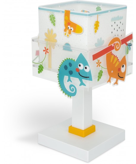 Candeeiro de mesa infantil Happy Jungle camaleão animais