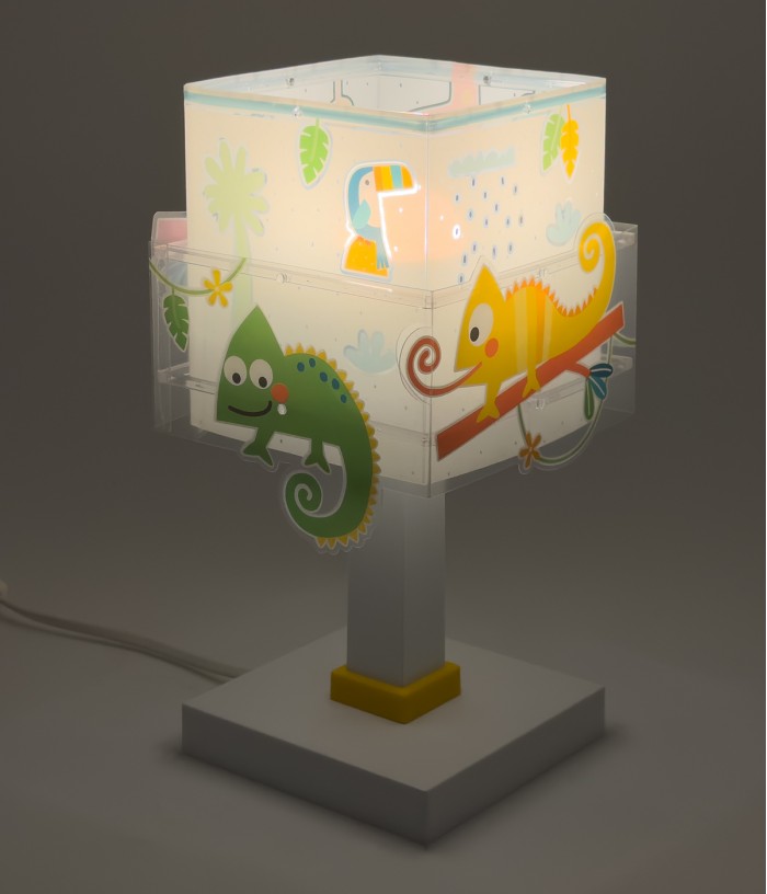 Lampe de chevet pour enfant Happy Jungle caméléon animaux