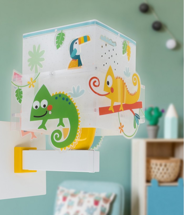 Aplique de pared infantil Happy Jungle Camaleón animales