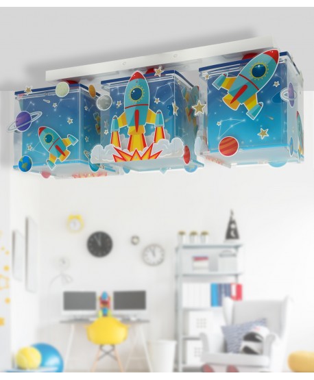 Plafonnier pour enfant 3 lumières Rocket Fusée