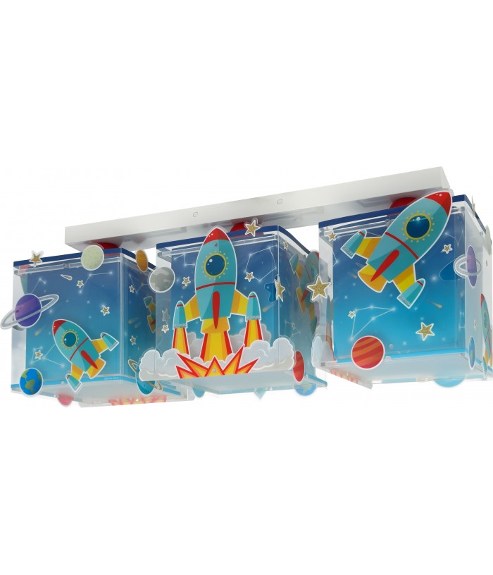 Plafoniera per bambini 3 luces infantil Rocket Razzo