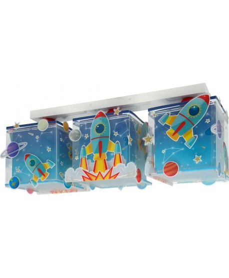 Plafoniera per bambini 3 luces infantil Rocket Razzo