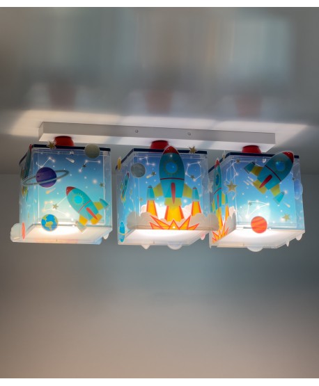 Plafonnier pour enfant 3 lumières Rocket Fusée
