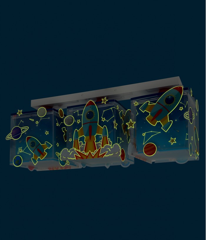 Plafonnier pour enfant 3 lumières Rocket Fusée