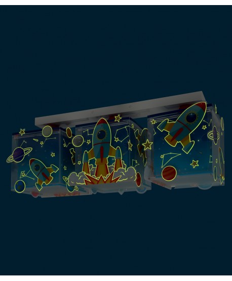 Plafonnier pour enfant 3 lumières Rocket Fusée