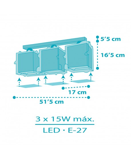 Plafonnier pour enfant 3 lumières Rocket Fusée