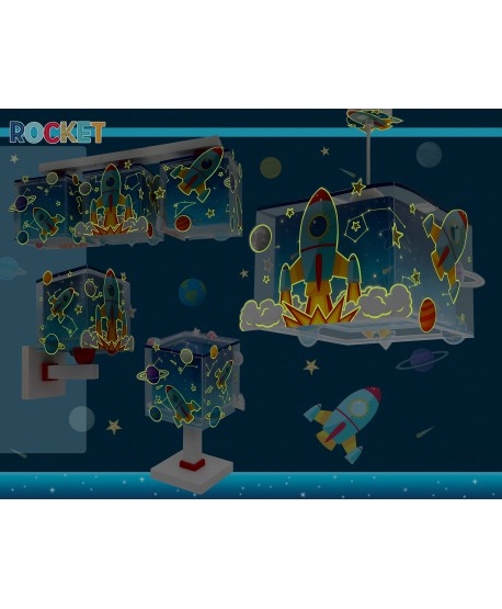 Plafoniera per bambini 3 luces infantil Rocket Razzo