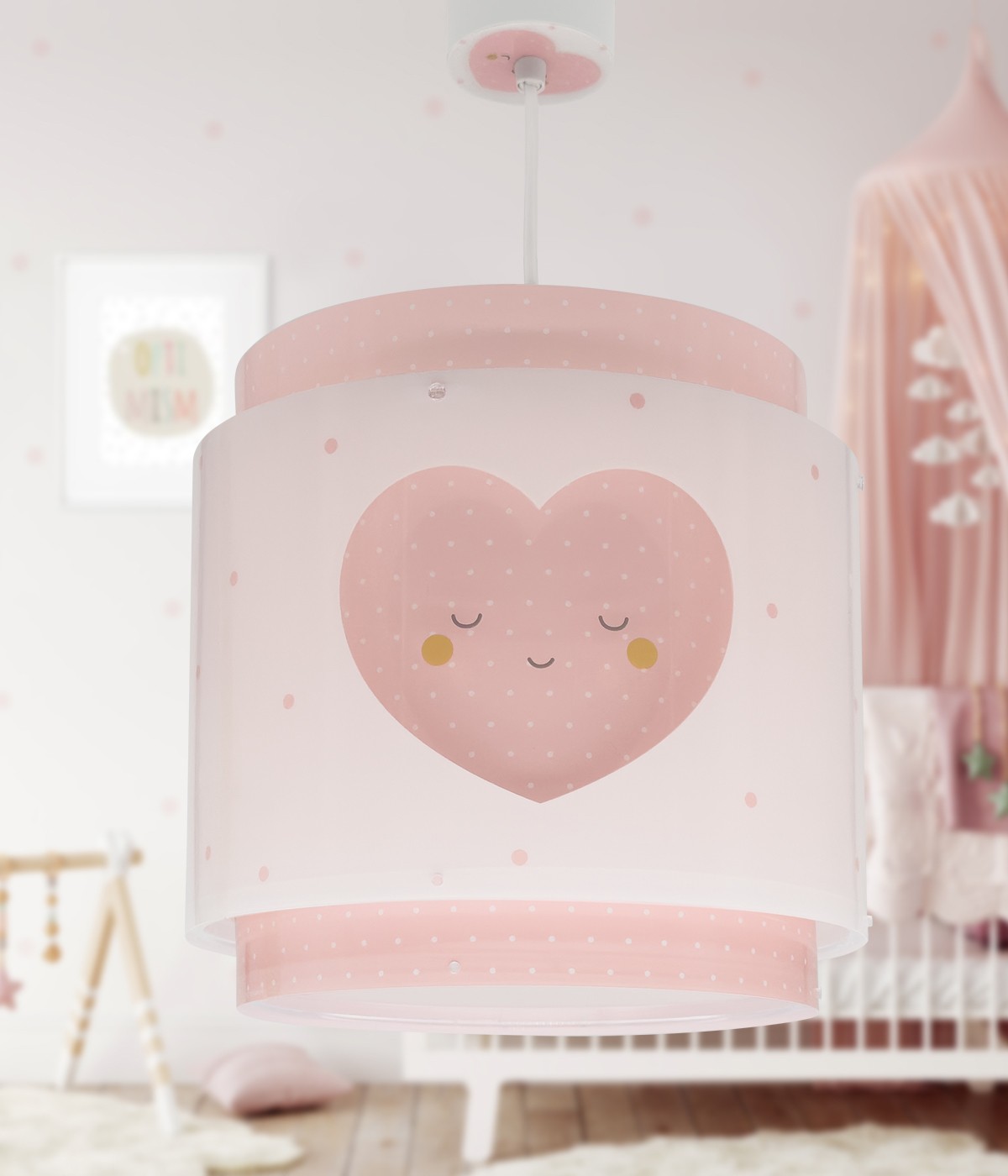 Candeeiro de teto infantil Baby Dreams Coração rosa