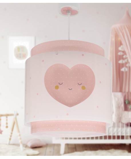 Candeeiro de teto infantil Baby Dreams Coração rosa