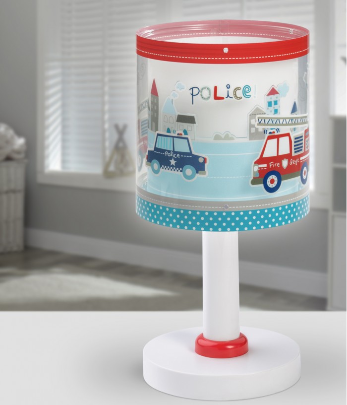 Lampe de chevet pour enfants Police et Pompiers