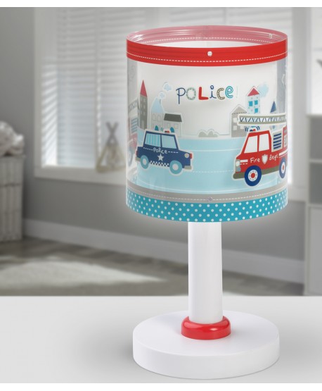 Lampe de chevet pour enfants Police et Pompiers