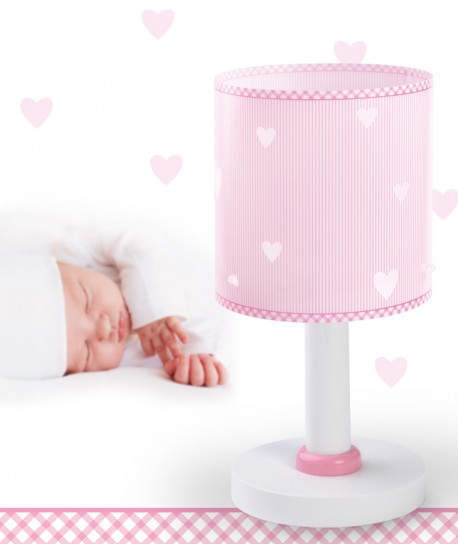 Lámpara de mesita infantil Sweet Dreams Corazones rosa