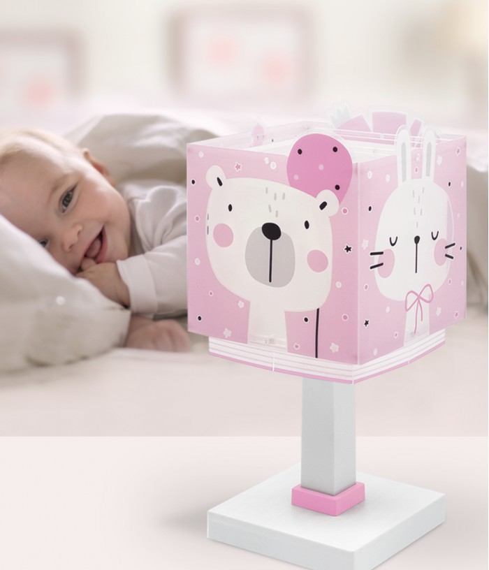 Lámpara de mesa infantil Baby Jungle animales bosque rosa