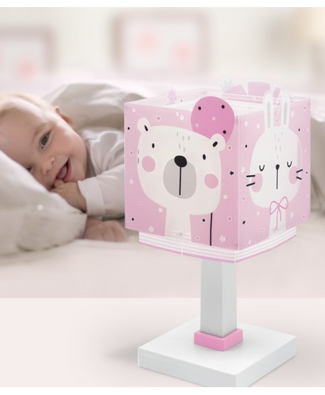 Candeeiro infantil de mesa Baby Jungle animais jungla rosa