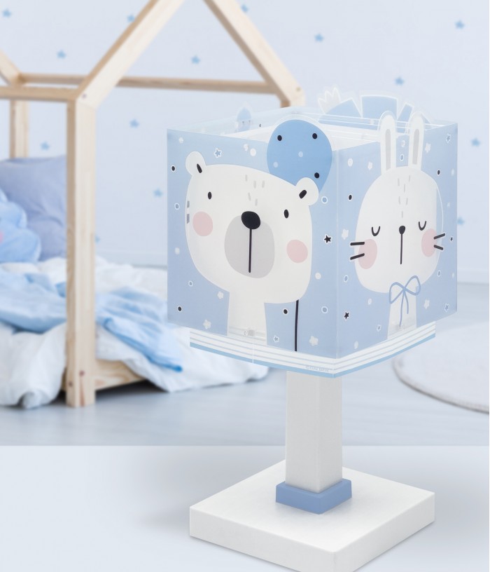 Lámpara de mesa infantil Baby Jungle animales bosque azul