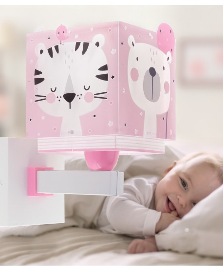 Aplique de pared infantil Baby Jungle animales bosque rosa