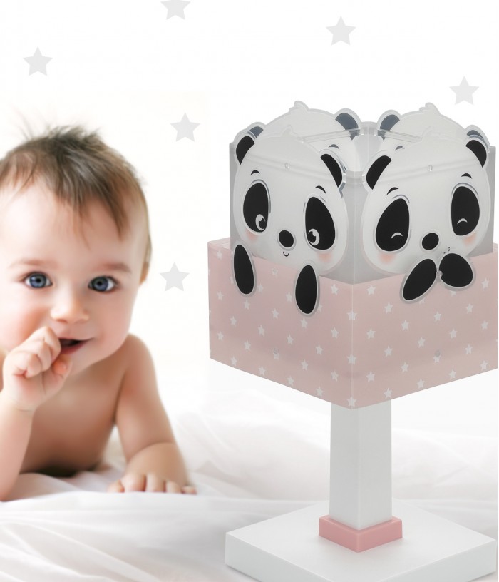 Lámpara de mesa infantil Panda rosa