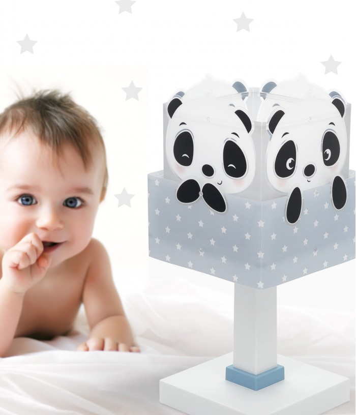 Lámpara de mesa infantil Panda azul