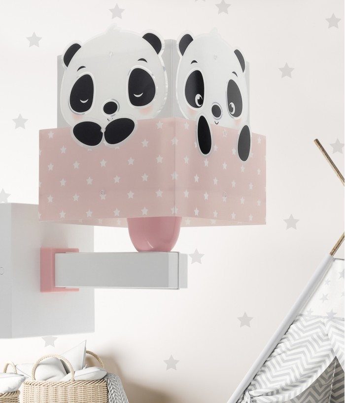 Aplique de pared infantil Panda rosa