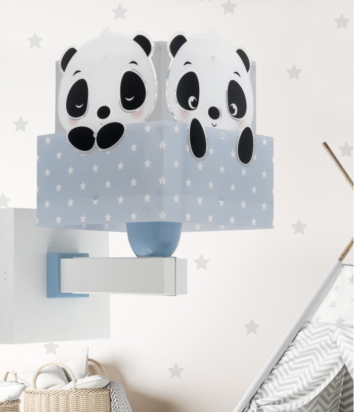 Candeeiro infantil de parede Panda azul