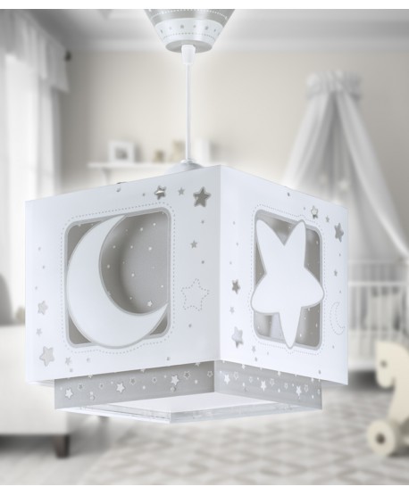 Lámpara de techo infantil Moonlight Luna y Estrellas gris