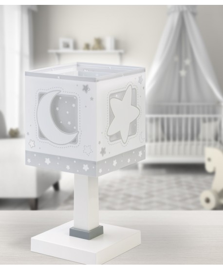 Lámpara de mesa infantil Moonlight Luna y Estrellas gris