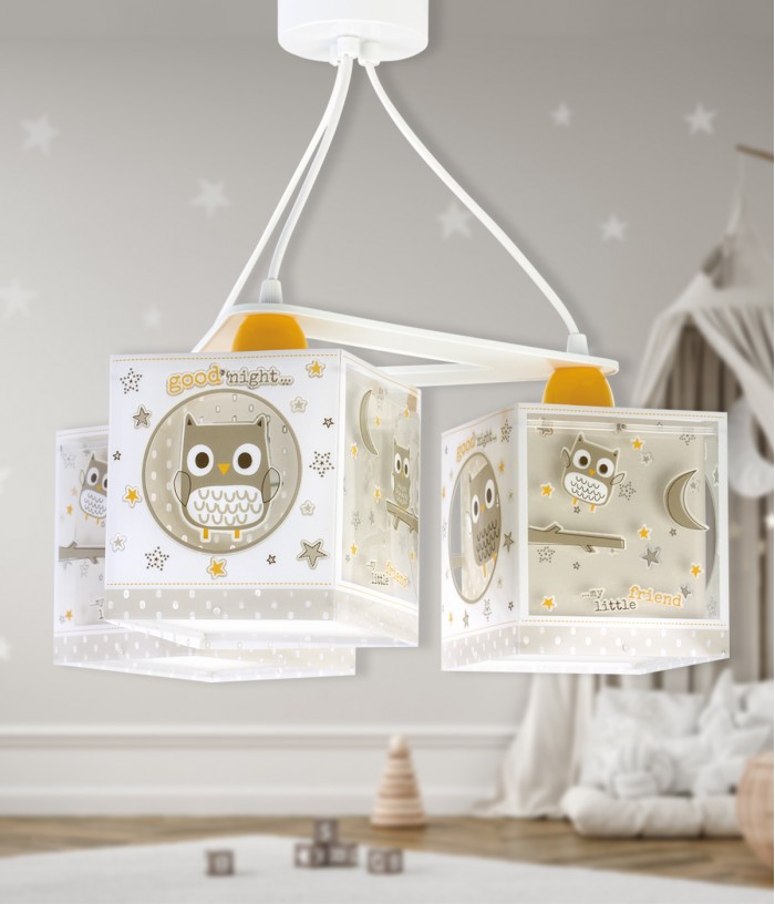 Suspension pour enfants à 3 lampes Good Night Hibou