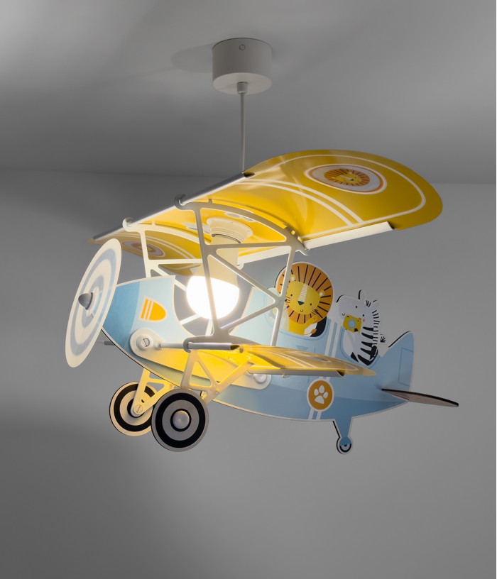 Lámpara de techo infantil avión Pequeño León