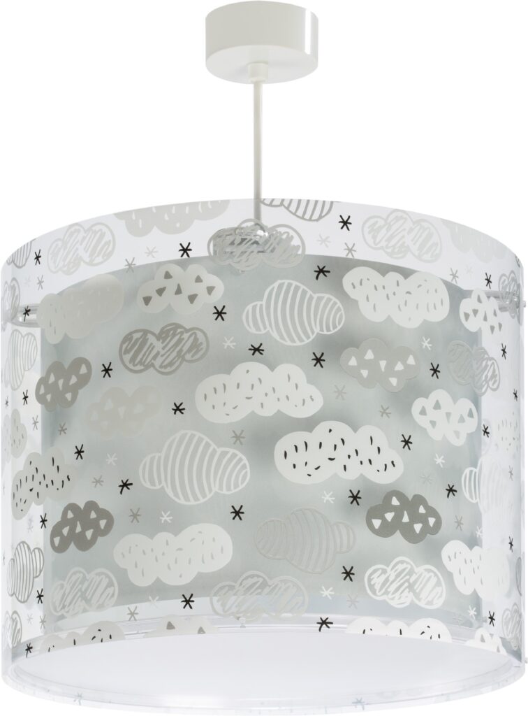 children's ceiling lamp, gray and with white and gray clouds