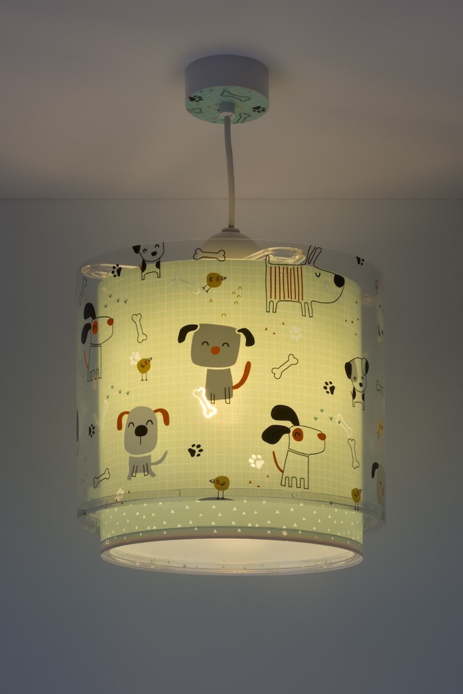 Ceiling children's lamps with puppies print