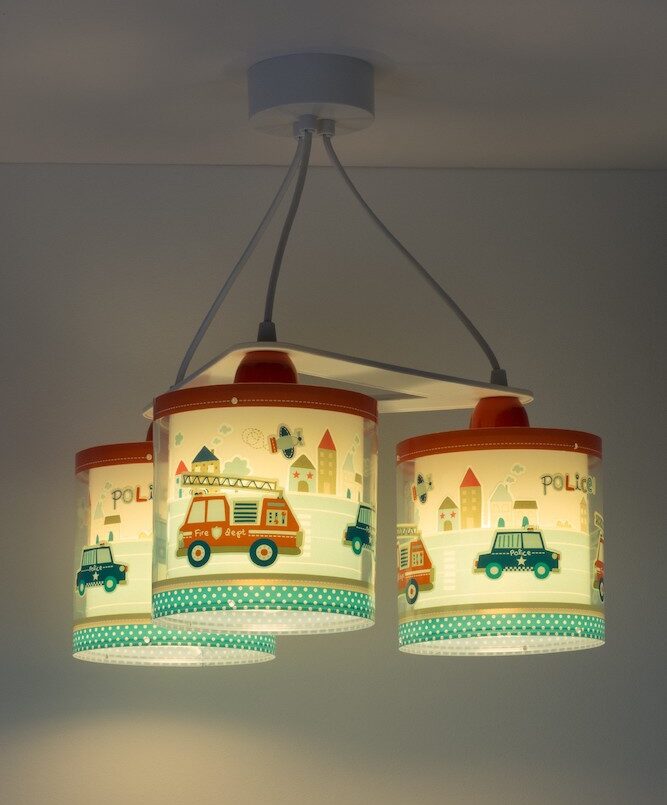 lampes pour enfants voitures de police et pompiers