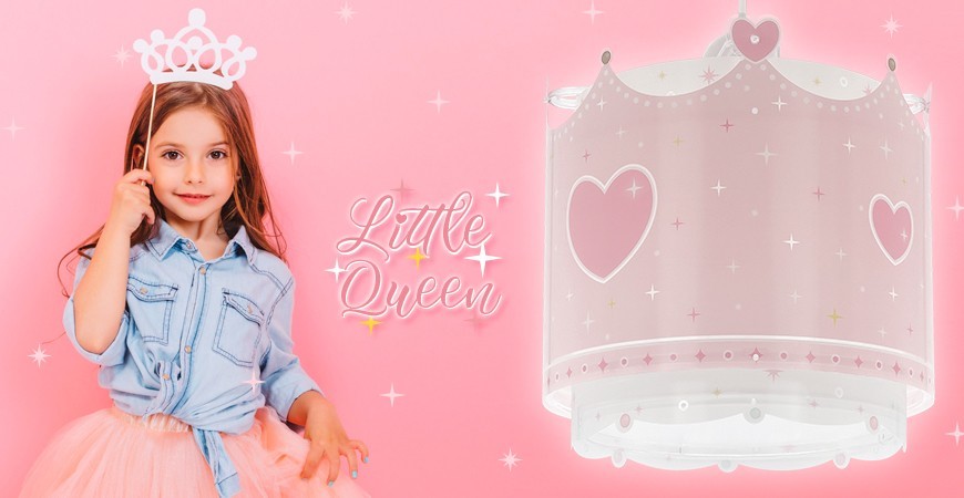 Lampy dziecięce Little Queen, korona księżniczki różowa | DALBER